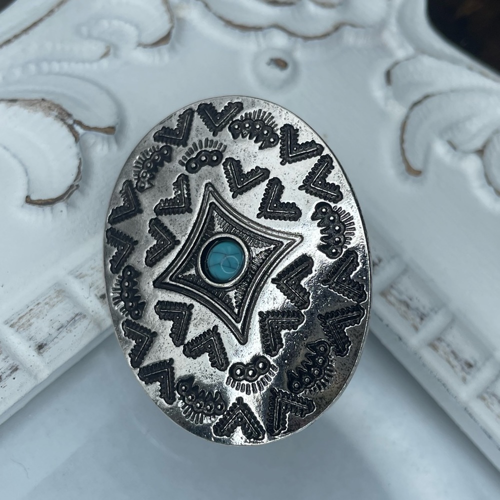 Antique Silver Oversized Round Ring